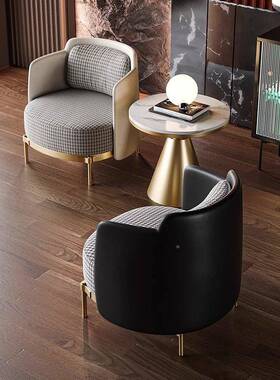 意极简轻奢单人椅设休闲椅式计民宿酒店洽谈接待UQP师一桌两椅