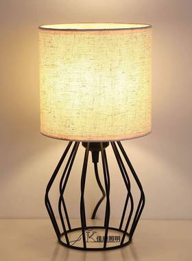 亚马逊灯跨境艺电商供货色铁艺笼子金黑色复古简约布罩金属FXZ台