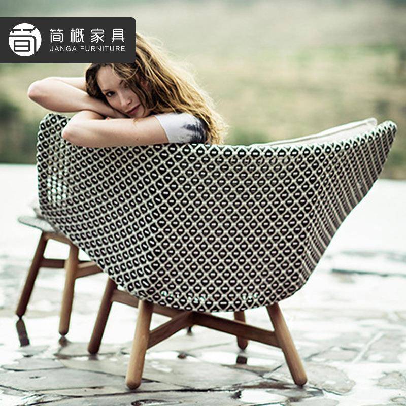 藤椅懒人沙茶几躺椅摇摇椅编藤桌椅庭庭院阳户台三件套发22-7-26-