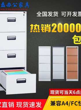 卡箱文件柜铁皮抽屉办公柜快捞夹资料档案柜带锁收纳柜A4FC挂劳柜
