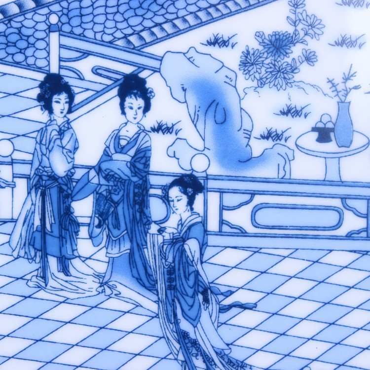 景德镇陶瓷挂盘 青花瓷十二金钗现代 家居装饰盘摆件工艺品