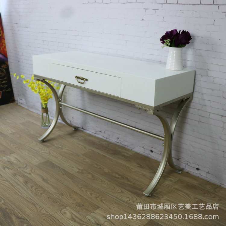 北欧板式小梳妆台卧室 现代简约白色一抽化妆桌迷你经济型化妆台