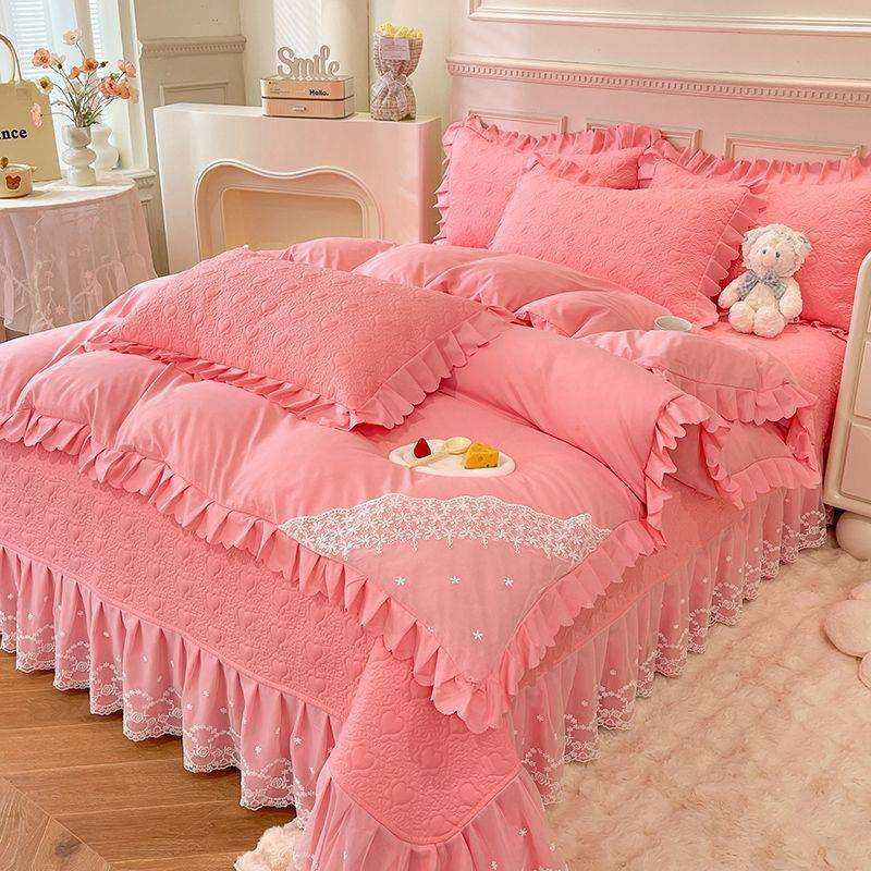 韩版床盖四件套床单被套四季通用三件套双层蕾丝花边机洗床上用品,3C数码配件,USB灯,淘宝优惠券,粉丝福利购,淘宝优惠卷