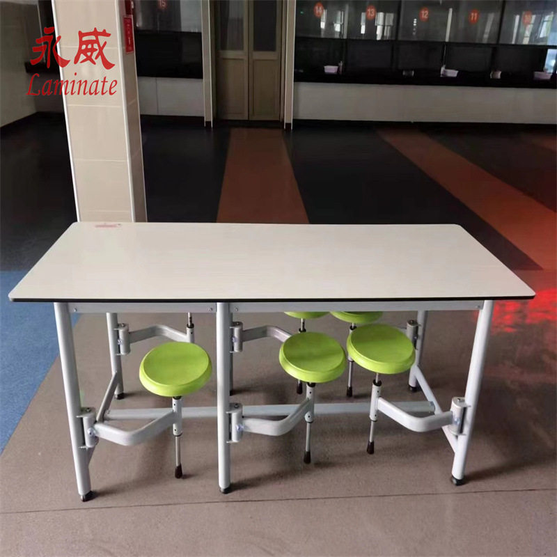 抗倍特厂家加工二代板学校食堂桌椅不锈钢旋转椅工厂食堂桌椅防水