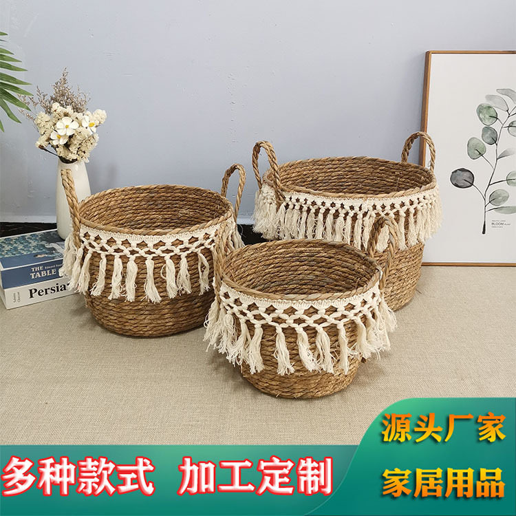 厂家批发原宿风花盆编织篮家居用品草编收纳筐民宿酒店火锅店收纳