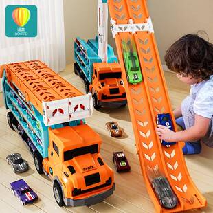 6BVQ变形轨道大卡车赛道滑行玩具停车场合金小汽车儿童男孩童3到6