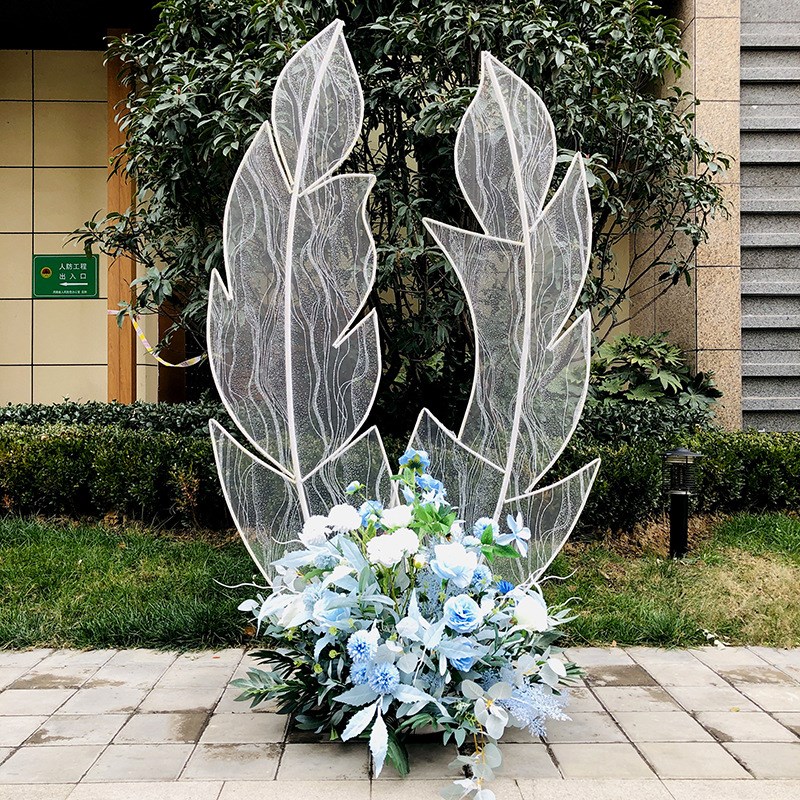 新款蕾丝羽毛屏风路引 婚庆道具铁艺背景屏风 舞台铁艺架子 创意