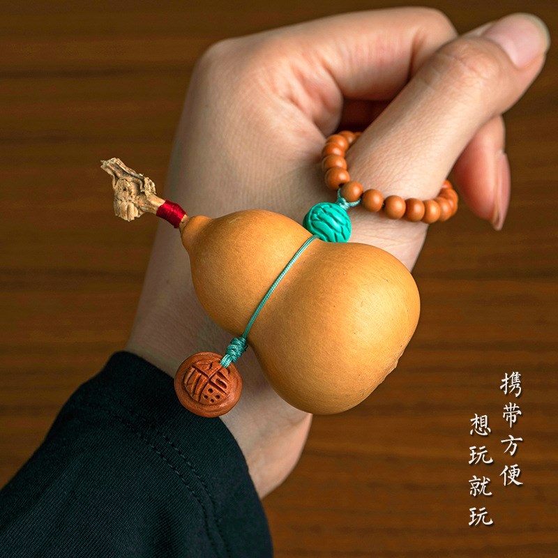 匠人手作天然葫芦桃核手捻手把件创意文玩小葫芦手把玩挂件精品礼