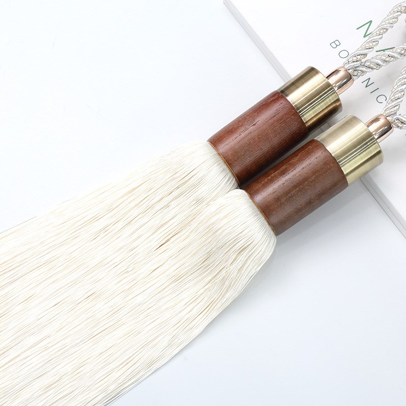 新中式窗帘绑带一对装现代简约窗帘钩子挂球绑绳束带流苏挂饰