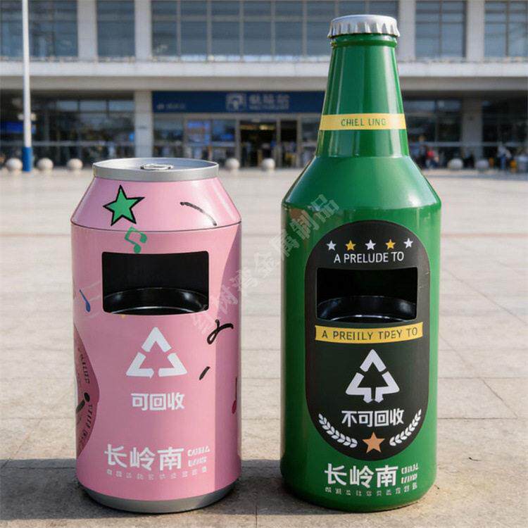 室内外易拉啤酒子造型镀锌板垃圾桶创意铁皮果皮箱厂定制
