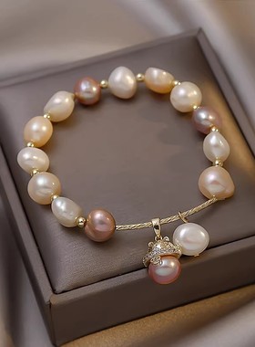 招财猫巴洛克珍珠手链女轻奢