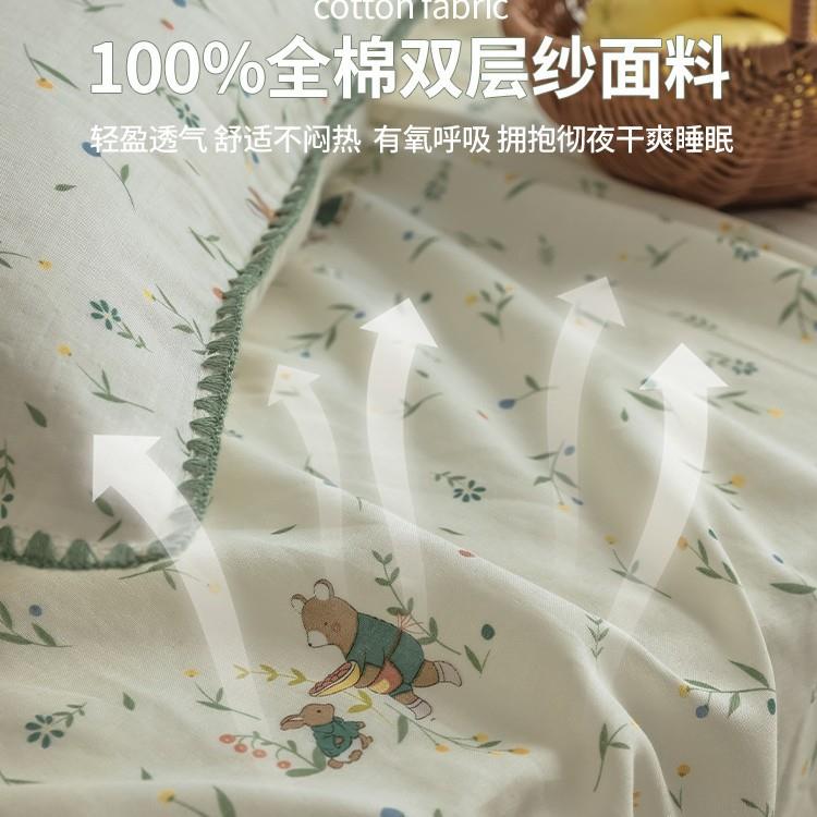 SX202409卡通全棉三层纱床单单件纯单棉儿纱布被人厚床笠加床垫套