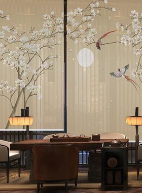 新中式窗AL102435帘公办卷帘帘客厅隔断帘屏风挂帘遮挡帘装饰子软