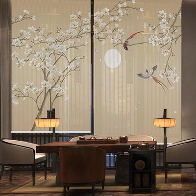 新中式窗AL102435帘公办卷帘帘客厅隔断帘屏风挂帘遮挡帘装饰子软