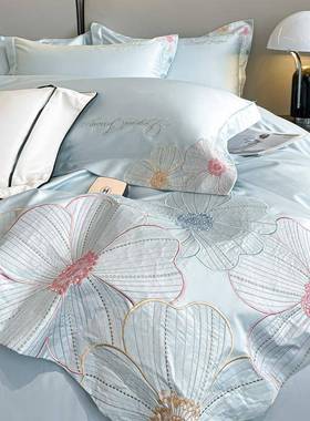 档全棉高床上件床套纯棉床单被套刺绣笠双人1.四8SPVm床品