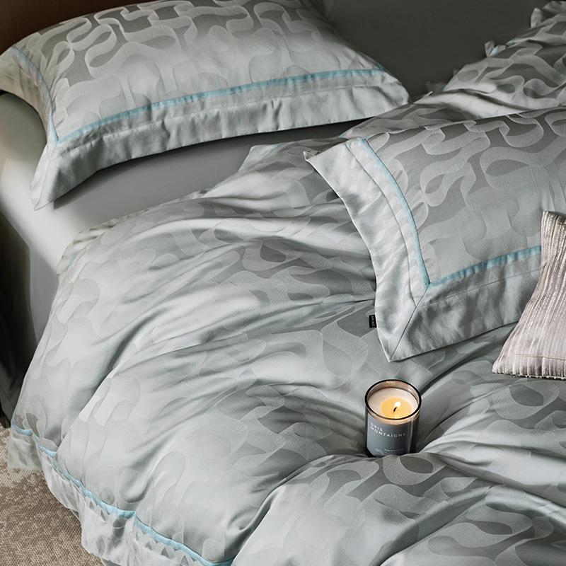 肌理被密奶丝莱赛尔棉暗纹花加四季通用四件套套床提单床品mlc床