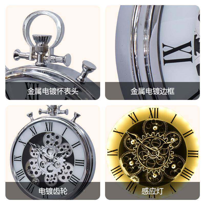 复古艺齿轮室动钟态时钟怀表HB202工业风创意客厅卧静音挂表装饰