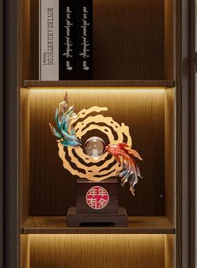 老板办公总经理LYR风生室水起摆件中式客厅招新财如得水酒柜装饰