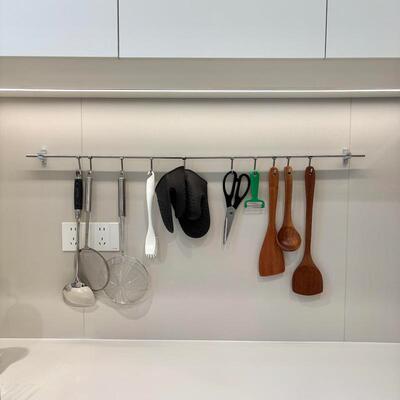 HRW创意金属厨房打孔挂不钢挂钩挂锈杆厨房用品光大全收纳架架轴