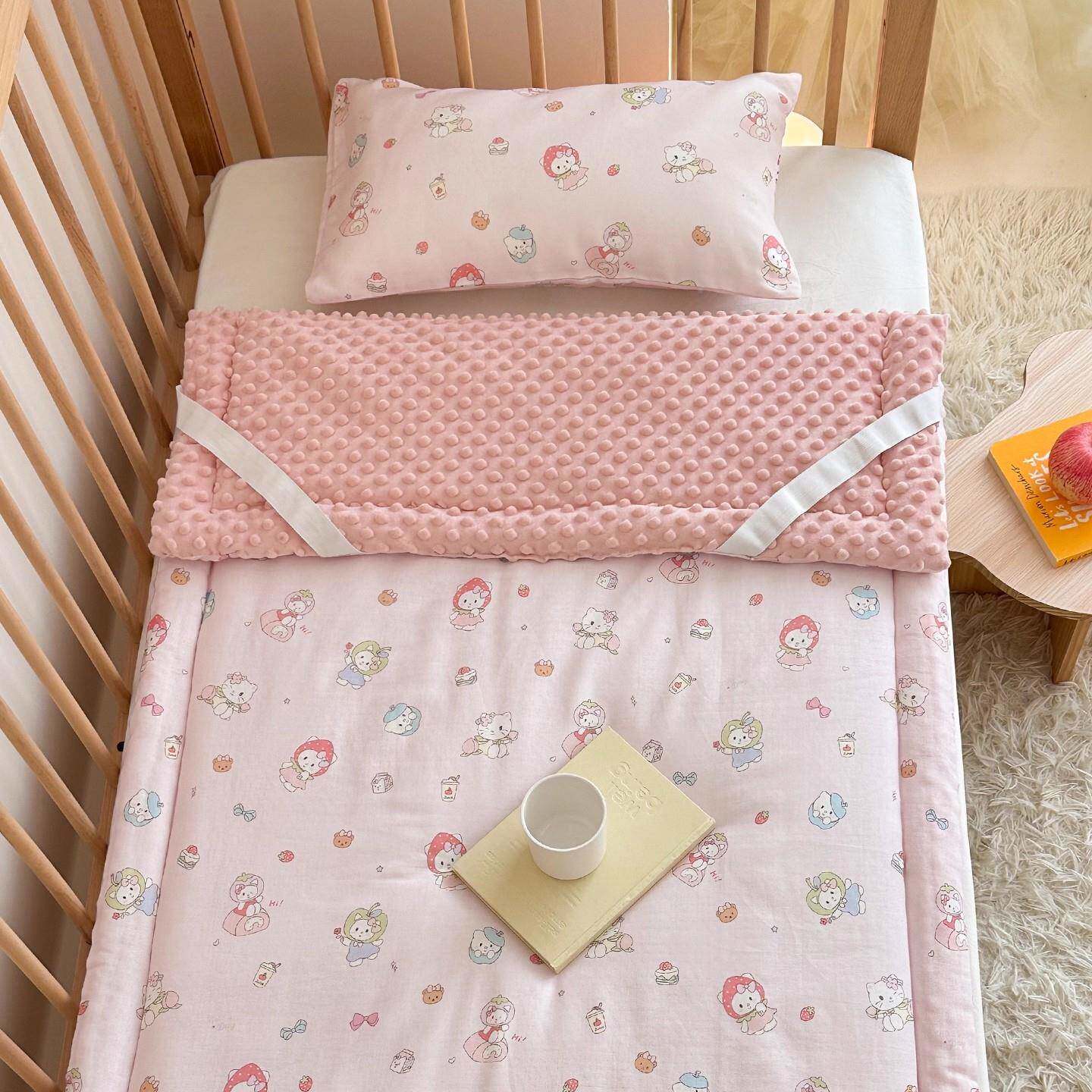 婴儿童全棉双层垫秋冬季加厚夹YXX床棉豆豆绒幼睡垫幼纱儿园宝宝