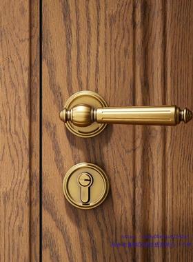 式复法72-FT10-黄古铜门锁卧室房间门具室内磁吸静古音实木锁门把