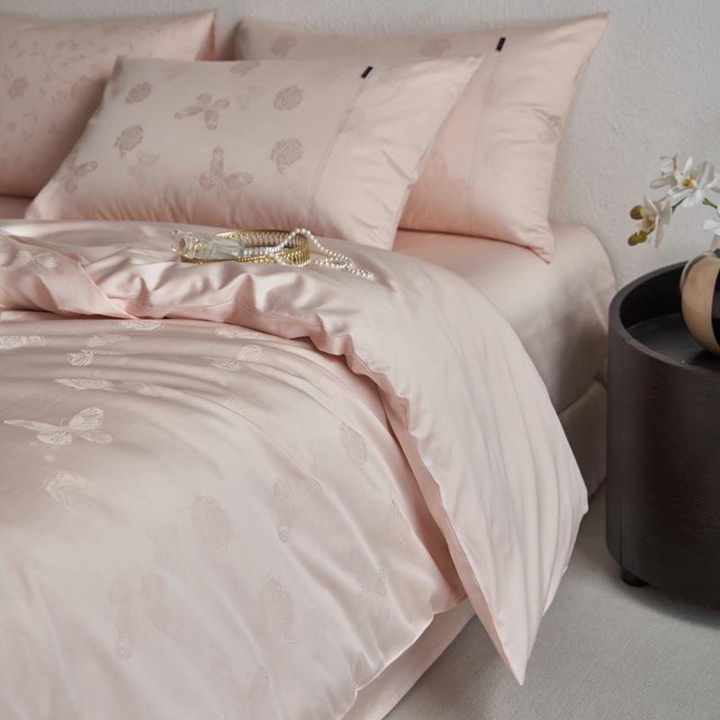 奢柔高端提10花0支纯四长件套绒棉棉轻奢床上用品EXL全棉被单套床