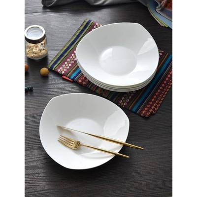 餐具盘10只F755HHMM子骨瓷盘子纯白家用碟子圆形菜寸盘陶瓷盘盘子