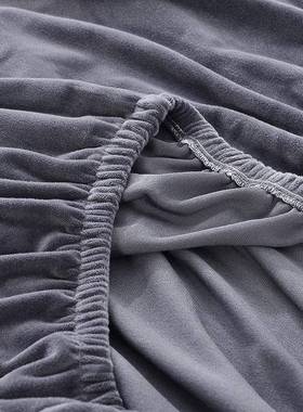 EQ4天绒全包弹力床鹅头罩套F纯F76J7MJS色布艺皮床木板床1.518米