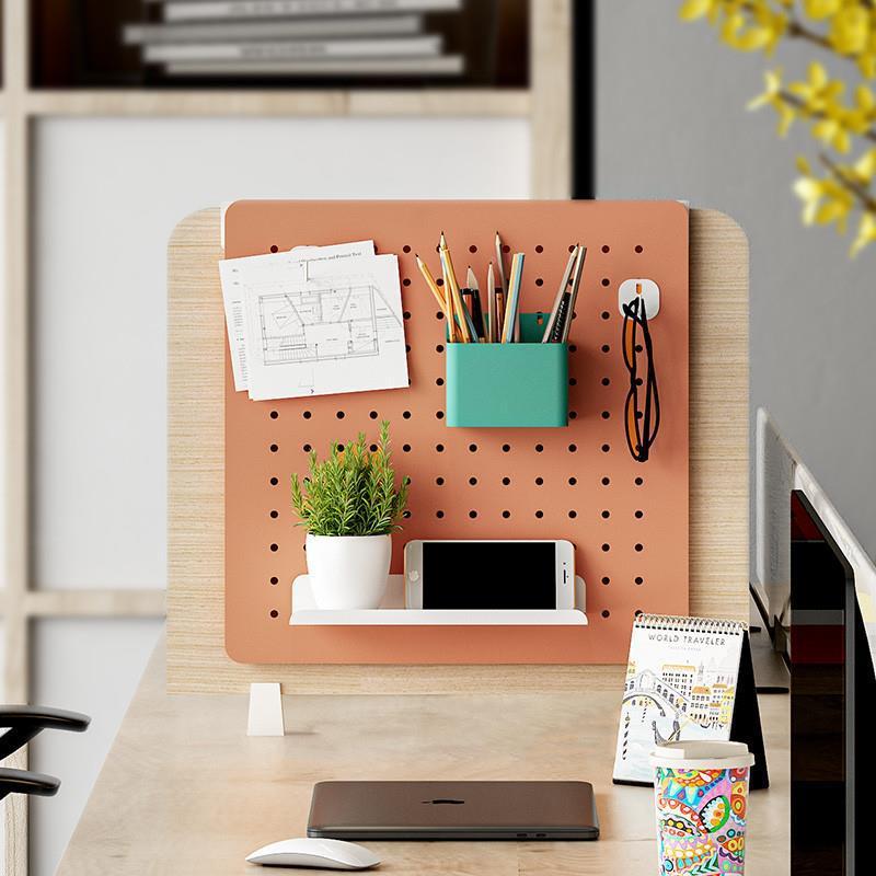 桌面洞洞板板置物架屏办公室书桌挡收纳桌上免好QAA73996打孔风隔