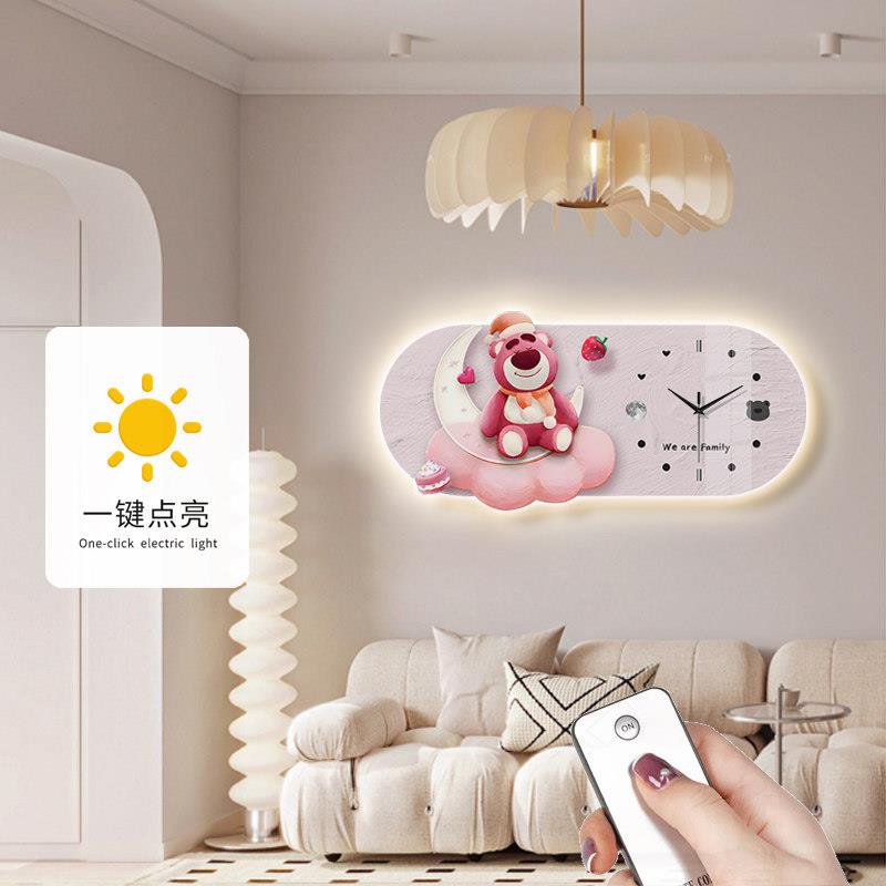 草熊挂钟客厅20创25新款dh72网红莓现代简约钟装表儿童意饰挂墙时
