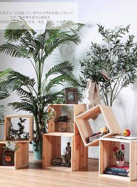 实木自由组纳合书架收架茶几展示架摄多功能花架影园装饰JBA幼儿