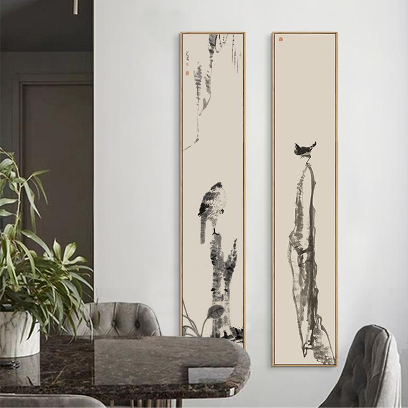 墨趣新中室式水墨写意国画条ESO竖幅长八大山茶人挂画书房玄关壁