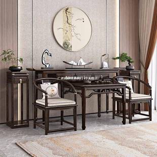 新木中式 实堂乌金中六件套全木八仙桌条案供YTH桌农村堂屋香案台