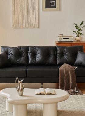 发小户型出租BGSF房办公室屋服装店休息区接待沙双人黑色三皮沙发