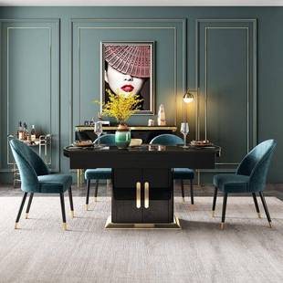 后现代客厅形可伸圆多功缩能餐桌带2558电磁炉新款 款 餐新桌椅套装