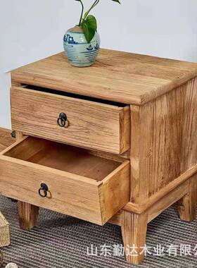 新复中储式老榆木床头PRX柜民宿家卧室具柜古客厅物柜榆木斗柜玄