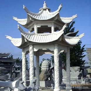 hz-851户外景观庭石凉角亭六角双层中式庭院凉亭摆件雕六院凉亭雕