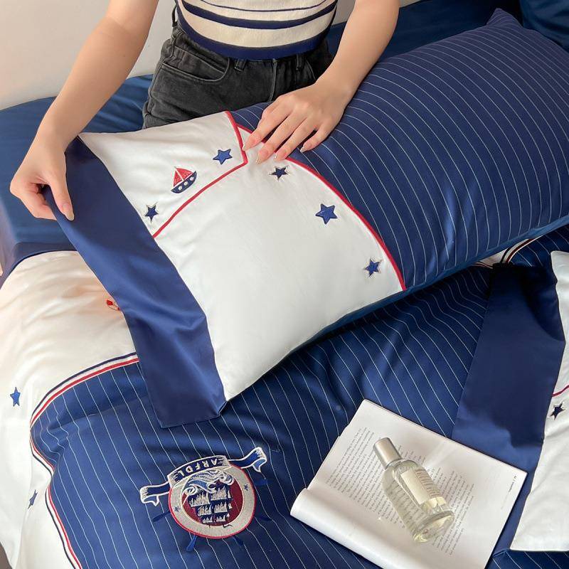 件高轻奢端A类100支贡缎长绒棉四青套柔软亲肤男GIE孩女孩少年床