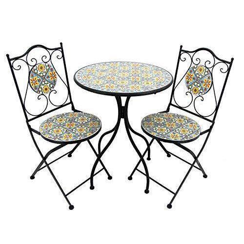 马赛克铁艺桌椅/户外露台庭院小碎花清新休闲桌椅3件套