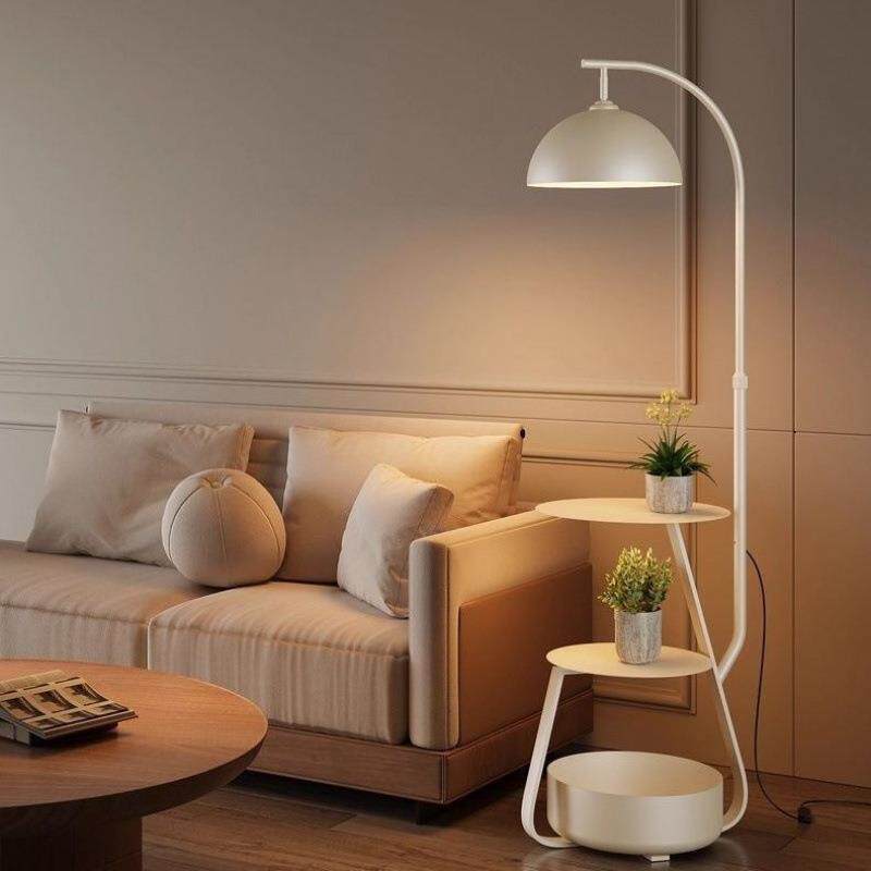 美式复古中古落地灯客厅沙发旁氛围感茶几卧室床头柜一体灯欧美风