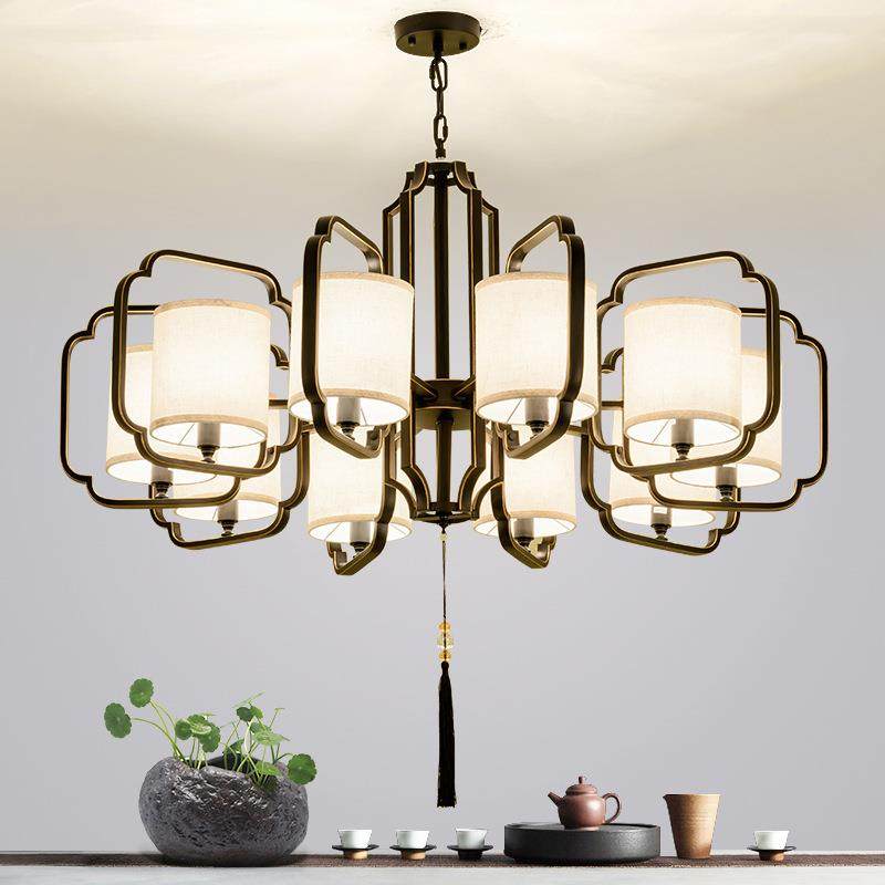 新中式吊灯现代简约别墅客厅灯民宿古典餐厅卧室走廊茶楼铁艺吊灯