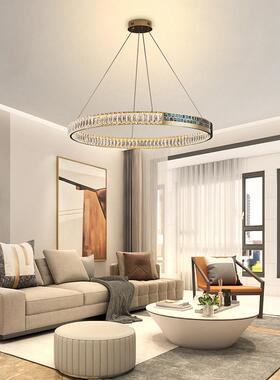 新款简约轻奢水晶吊灯客厅大厅现代高档LED主灯复式楼灯饰灯具