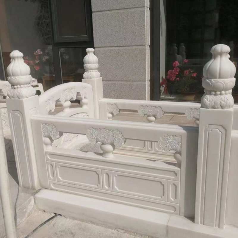 石雕汉白玉栏杆花岗岩青石栏板别墅升旗台河道庭院拱石桥池塘护栏图片