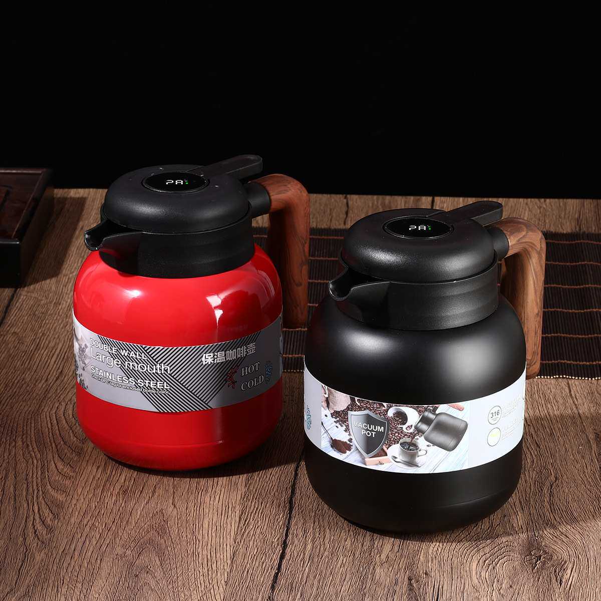 316不锈钢智能显温焖茶壶茶水分离带手柄泡茶壶商务办公咖啡壶