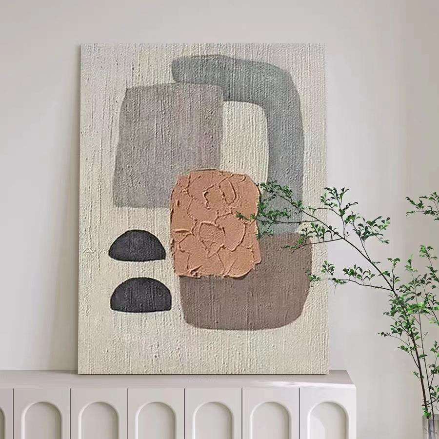 纯手绘无框装饰画现代简约客厅玄关落地挂画立体肌理抽象色块油画