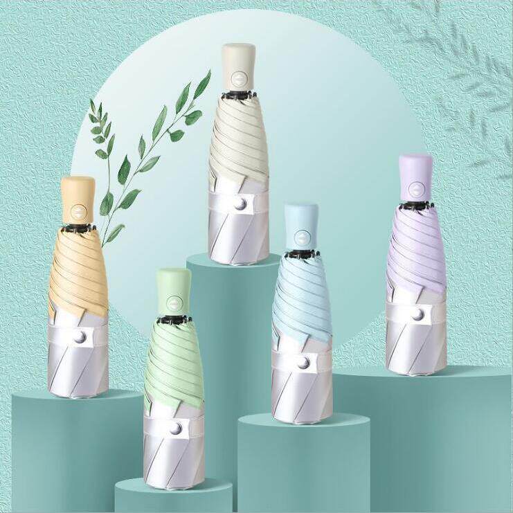 新款钛银胶五折自动太阳伞防晒遮阳伞两用便携钛胶口袋伞
