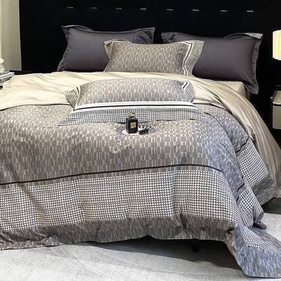 轻奢风全棉120支长绒棉四件套数码印花高端纯棉被套床单床上用品