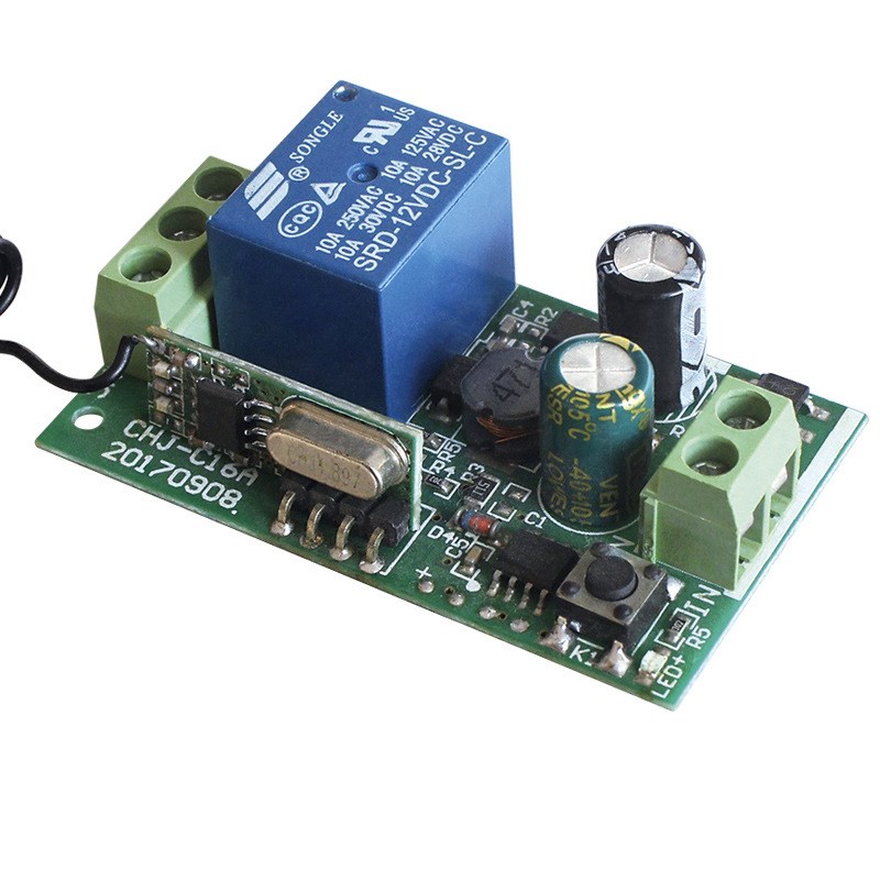 无线遥控开关220V单路智能学习型门禁灯具伸缩门卷帘门控制器开关