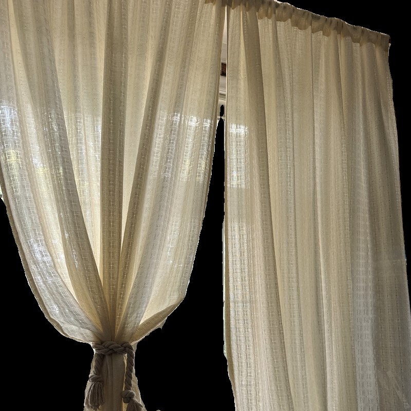 ll日式棉麻民宿奶油色窗帘成品透光不透人卧室客厅亚麻遮光新款纱