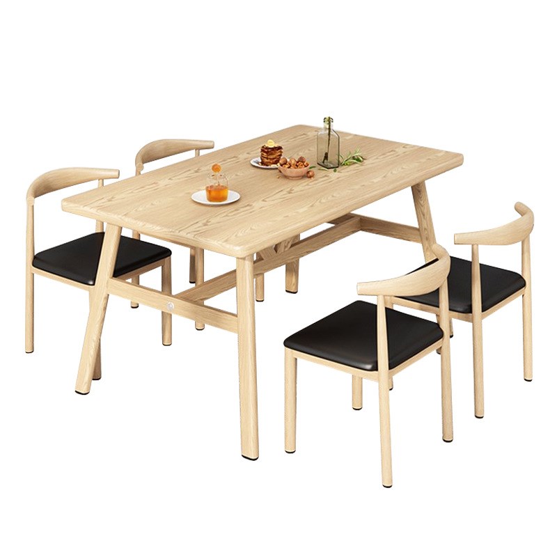 餐桌家用小户型仿实木简易商用出租房餐桌椅组合长方形原木色桌子